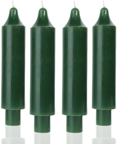 MAITREYA Short Taper Candle Candlesticks Dripless Dinner Candle for Wedding Party Decoration Home Dinner,6.5inch,4 Pack,Dark Green by MAITREYA