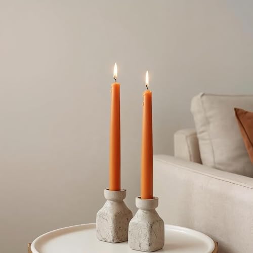 Tapered Dinner Candles, Pack of 6 – Soy & Paraffin Wax Blend, 10-Inch Dripless Taper Candles with 7-Hr. Clean Burn – Smokeless Unscented Tapers for Weddings, Dinner Tables & Home Decor – Orange - Image 4
