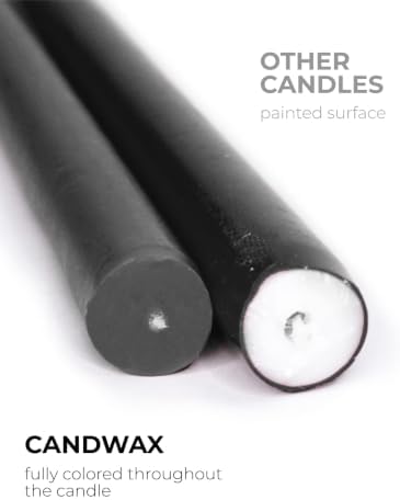 CANDWAX 8 inch Taper Candles Set of 12 - Halloween Candles - Black Candles - Image 2