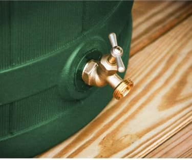 Rain Wizard, 40 Gallon Capacity, Wood Texture Design, Brass Spigot, Flat Top (Green)