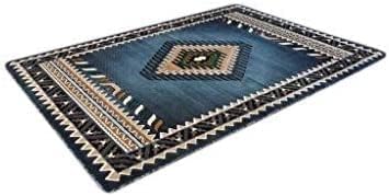 YHSF South West Native American Area Tribal Rug - Blue-Green, 5' x 7' | Easy-Clean, Soft & Durable Tribal Rug for Living Room, Bedroom, Kitchen & More - Stain-Proof Runner for Home Decor