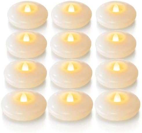 Homemory 12Pack 3" White Flameless Floating LED Candle, Waterproof Tealight by Homemory