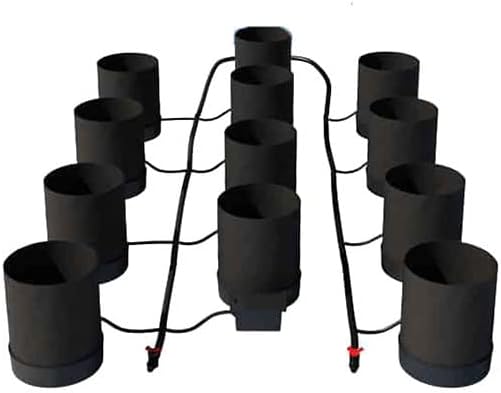 AutoPot 12 Pot GeoPot System with 5 Gallon Fabric Pots - Self-Watering, Gravity-Fed Hydroponic System (12Pot with No Tank) Indoor, Black