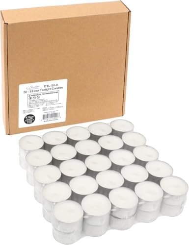 Stonebriar Bulk 50 Pack Unscented Smokeless Long Tea Light Candles with 8 Hour Extended Burn Time, White, 50 Count - Image 6