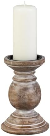 Biedermann & Sons Wooden Pillar Candle Holder, Brown, 6 Inch Tall, Fits Up to 3 Inch Pillar Candles, Rustic Candle Base for Tabletop Decor by BiedermannSons