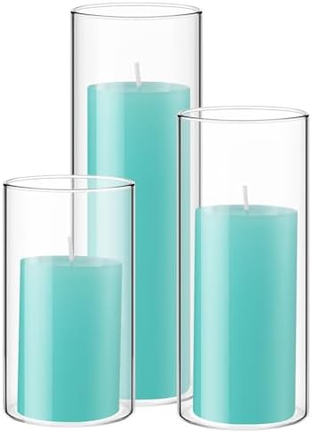 Shihanee 3 Pillar Candle and Holder, S, Lake Blue by Shihanee