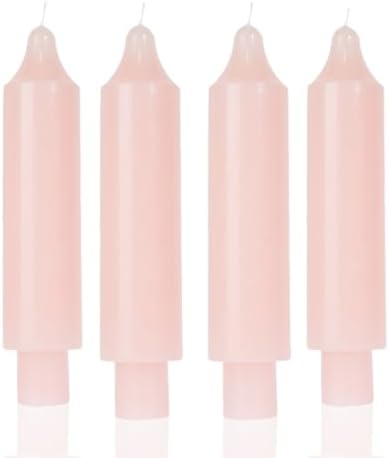 MAITREYA Pink Short Taper Candle Candlesticks Dripless Dinner Candle for Wedding Party Decoration Home Dinner,6.5inch,4 Pack by MAITREYA