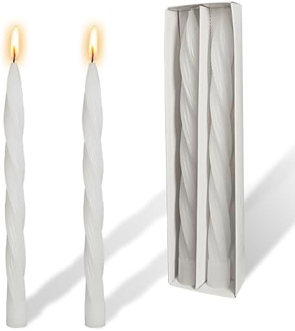 2 Pack YUKCAXDLS Pearl White Tall Taper Candle - 10 Inch Unscented Dripless Smokeless Candlesticks for Valentine's Day,Dinner,Party,Brithday,Wedding and Home Decoration. by YUKCAXDLS
