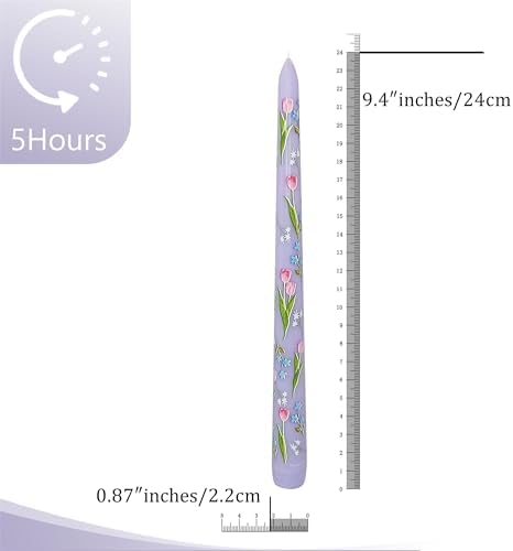 Print Taper Candle Dripless Candlesticks - Gedengni 4pcs Purple Scented Candle Long Candle Sticks 10inches Flower Tapered Candles for Home Party Wedding,8D4T-YJX - Image 5