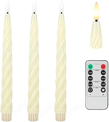 Flameless Taper Candles with 3D Wick, Wax LED Candles with Remote & Timer by AFINETH