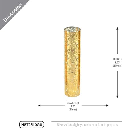 WGVI Hurricane Candle Holder Sleeve, W: 2.5", Ht: 10", Gold Speckled Glass Cylinder Open Both Ends, Chimney Tube Shade, 12 Piece - Image 2