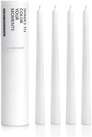 10" Classic Taper Candles, White, 4-Pack, 7-8 Hours Long Burning, Unscented Tall Candlesticks by Unknown