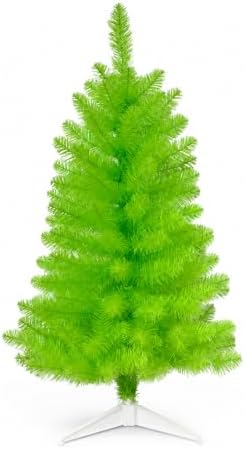 3FT Apple Green Artificial Christmas Tree with Tinsel and 65 LED String Lights, Tabletop Small Xmas Tree with Storage Bag for Desk, Office and Small Spaces by Unknown