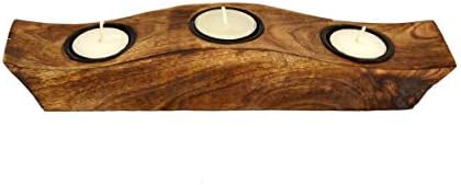 eTroves Wooden Tealight Candle Holder Set - Mango Wood Boat Tea Light Votive Candle Holders - Personalized Wood Tealight Holders for Rustic Wedding Birthday Anniversary Party - Image 5