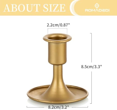 Candlestick Holders Taper Candle Holders, Romadedi Gold Candle Stick Candle Holder for Table Centerpiece, Wedding Reception, Festive Christmas Mantel Decoration or Home Decor, Set of 24 - Image 5