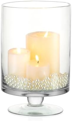 NUPTIO Glass Candle Holder for Pillars: Large Clear Glass Vases for Table by Nuptio