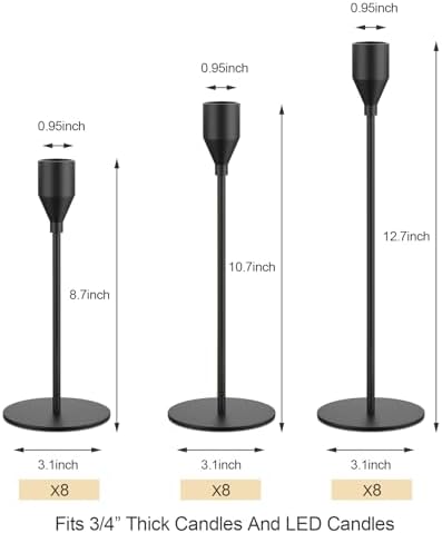 NLBTW Black Taper Candle Holders Set of 24 Candlestick Holders Bulk, Metal Candle Stick Holder Decor for Wedding, Dinning, Xmas Party or Anniversary, Fits 3/4 Inch Thick Candle - Image 6