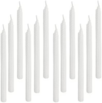 Set of 12 Beeswax White Taper Candles, 10 Inch Smokeless Dripless, Uncented Long Candles Perfect for Household, Wedding, Party, and Home Décor Home Gift Ideas by XIANGZHU