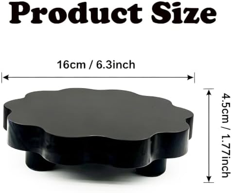 2 Pcs Scalloped Wood Display Risers,Rustic Wooden Pedestal Stand, Candle Stands Holder, Wooden Riser for Figures, Dessert Cupcake Tray for Party, Display Artwork collectibles for Decoration and Organize (Black, 6.3 Inch) - Image 2