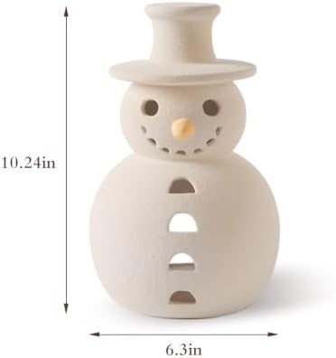 Christmas Decorations, 10.2" Handmade Terracotta Christmas Snowman Figurine - Image 2