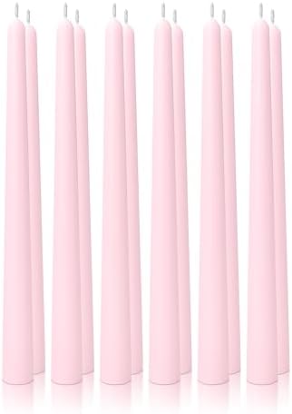 12PK 10" Classic Taper Candles, Pale Pink, 7-8 Hours Long Burning, Unscented Tall Candlesticks by Unknown