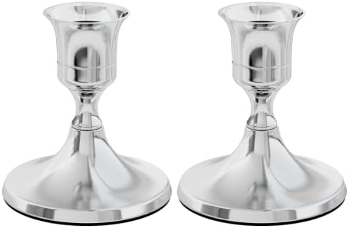 zeochyni Silver Taper Candle Holders Set of 2 by zeochyni
