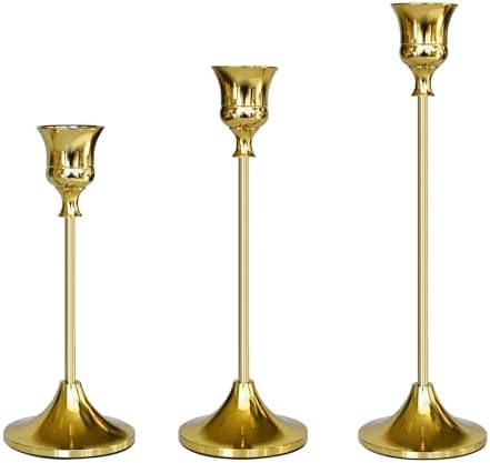 Showin Candlestick Holders Gold, 3 Packs Taper Candle Holder for Candlesticks, Candle Sticks Holder Decor for Home Decor by Showin