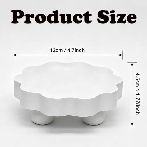 2 Pcs Scalloped Wood Display Risers,Rustic Wooden Pedestal Stand, Candle Stands Holder, Wooden Riser for Figures, Dessert Cupcake Tray for Party, Display Artwork collectibles for Decoration and Organize (White, 4.7 Inch) - Image 2