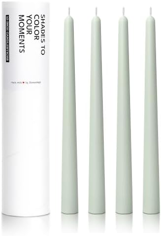 10" Classic Taper Candles, Light Sage Green, 4-Pack, 7-8 Hours Long Burning, Unscented Tall Candlesticks by Unknown