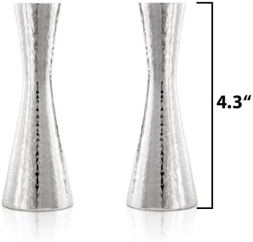 Yair Emanuel Modern Hammered Pillar Candle Holders | Shabbat Candlestick Holders | Minimal Tapered Design (Small 4.3" CX-1) - Image 2
