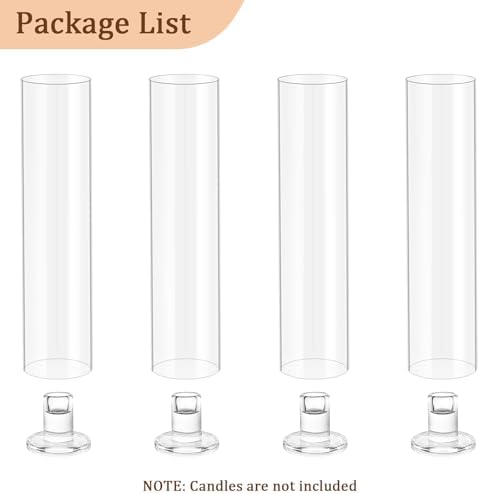Hurricane Candle Holder Thickened Cylinder Covers 4 Pcs Taper Candle Sticks Holder Glass Tall Candlesticks Holders Centerpiece for Wedding Dining Table - Image 7
