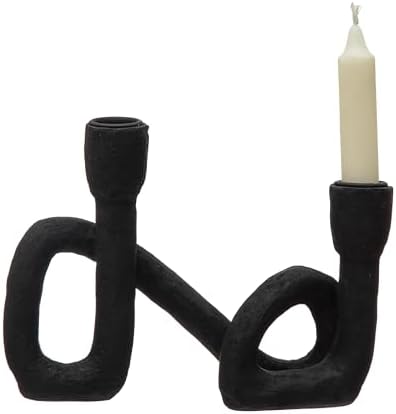 Bloomingville Decorative Resin Double Taper Candle Holder, Black - Image 5