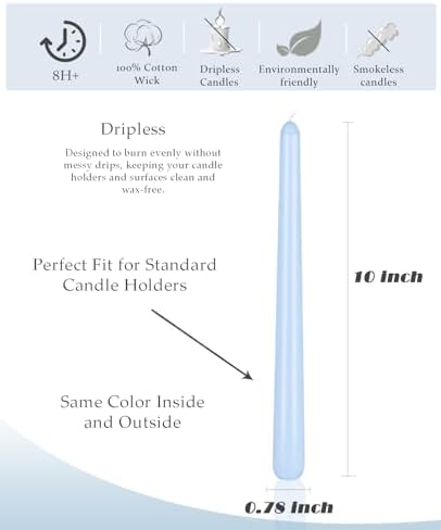 10" Colorful Candlesticks-12 Pack Tall Taper Candles-Unscented Dripless Candles 8 Hour Burn for Spring, Home Decor, Dinner, Holidays, Weddings,Christmas Home Decor - Image 5