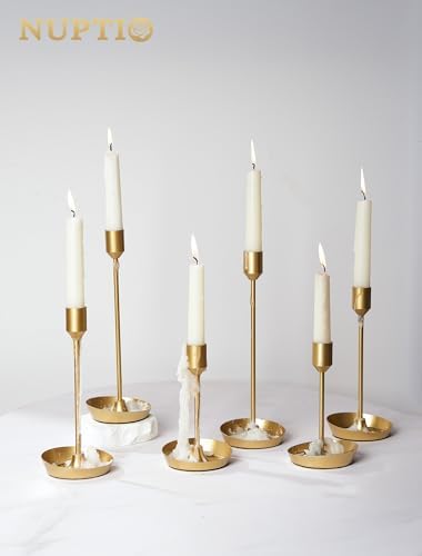 NUPTIO Taper Candle Holders for Wedding: 6 PCS Gold Matte Candles Stick Holder for Table Centerpiece - Bulk Candlestick Holders for Birthday Christmas Party Decor - Image 5
