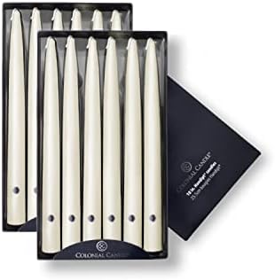 Colonial Candle Unscented Taper Candle, Handipt Collection, Ivory, 10 In, Pack of 12 - Up to 8 Hours Burn by ColonialCandle