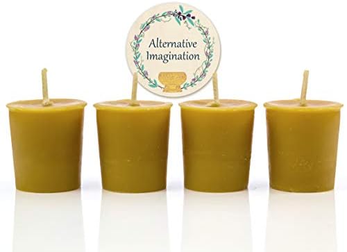 Alternative Imagination 100% Pure Natural Beeswax Votive Candles - 4 Pack - Hand-Poured - Unscented- Light Honey Aroma - 15 Hour Burn - Paraffin-Free, Long Lasting for Prayer, Meditation & Home Decor by AlternativeImagination