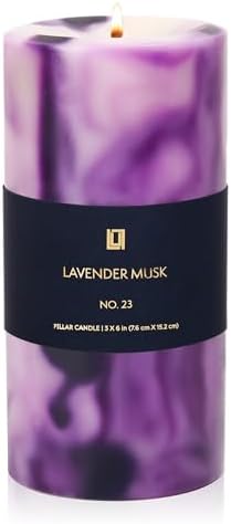Lulu Candles | Lavender Musk | Handcrafted Pillar Candles | Made in The USA | Highly Scented & Long Lasting - 3x6 Pillar by LULUCANDLES