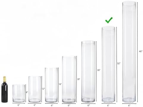 CYS EXCEL Cylinder Clear (H:32" D:6") | Multiple Size Choices Glass Flower Centerpieces | Hurricane Floating Candle Holder Vase, H-32 (GCY122/32) - Image 5