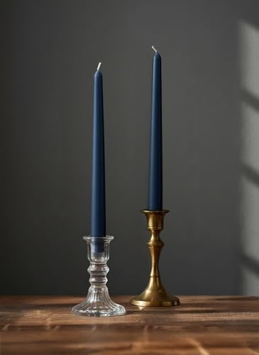 10" Classic Taper Candles, Navy Blue, 4-Pack, 7-8 Hours Long Burning, Unscented Tall Candlesticks - Image 3