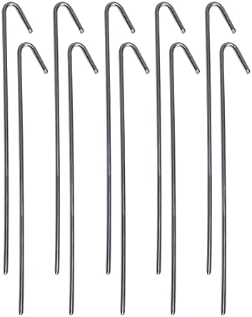 10 Pack Tent Stakes Metal Garden Edging Fence Hooks Pegs Christmas Decoration Stakes Made USA 9 inches Long by PinnacleMercantile