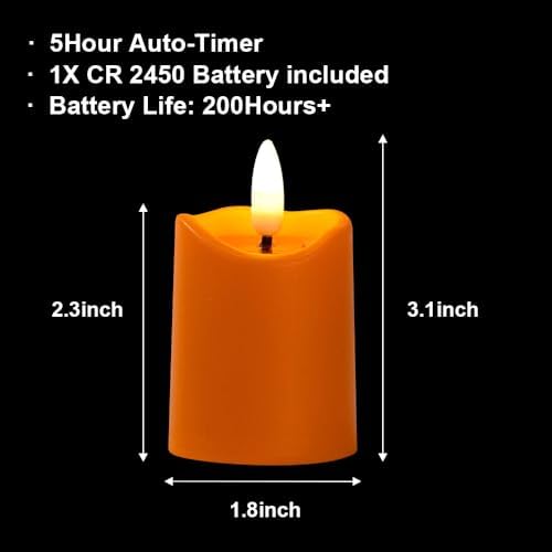 Simplelight Orange Halloween Flameless Votive Candles with Timer - Image 3