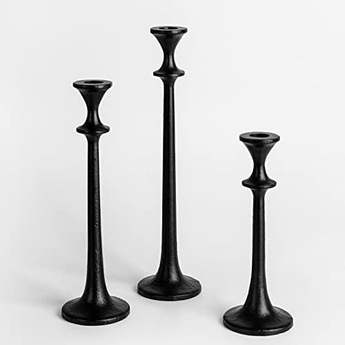 Black Iron Taper Candle Holder - Set of 3 Decorative Candle Stand by SUJUN