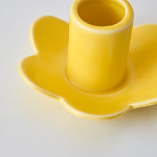 Colorful Ceramic Candlestick Holders Set of 4, Cute Easter Taper Candle Holders Chic Flower Shaped Table Centerpiece for Wedding Festive Spring Party or Home Decor (Flower Style) - Image 7