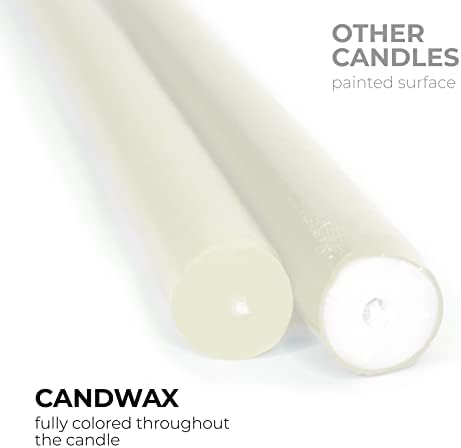 CANDWAX Ivory Taper Candles Pack of 12 - Slow Burning Dripless Unscented Straight Candles 10 inch - Ideal for Dinner Table - Smokeless Long Candlesticks - Image 3