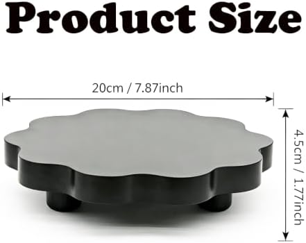 2 Pcs Scalloped Wood Display Risers,Rustic Wooden Pedestal Stand, Candle Stands Holder, Wooden Riser for Figures, Dessert Cupcake Tray for Party, Display Artwork collectibles for Decoration and Organize (Black, 7.87 Inch) - Image 2