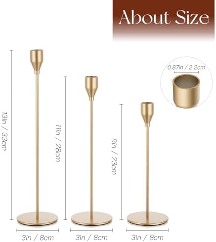 Candeldo Gold Taper Candle Holders, Tall Candlestick Holder Set of 6 - Image 4