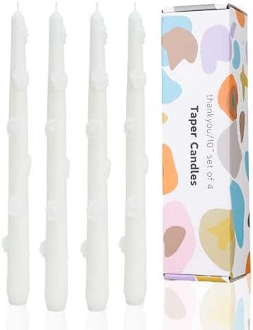 White Candlestick Taper Candles Flower Soy Candles Unscented Wedding Party Wax Unscented Dinner Candle Dripless,10 inch,Set of 4,J2 by LPUSA
