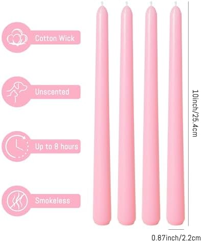 Viyffo Taper Candles, 10 Inch, 4 Pack, Cheery Bloom Pink – Unscented - Image 3