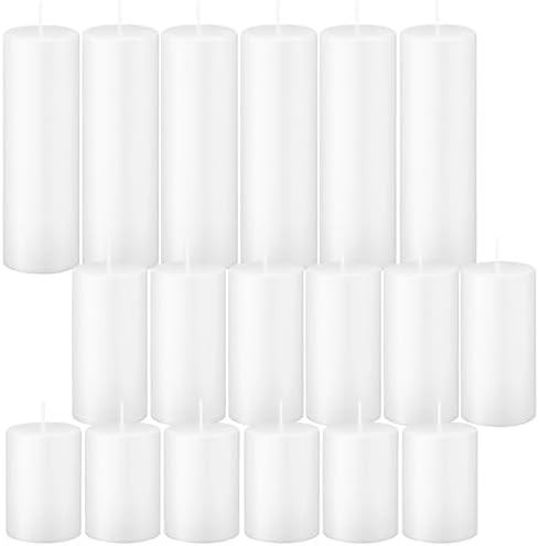 18 Pcs White Pillar Candles Bulk Set，Hurricane Candles，3 Different Lengths 2 x 3/4/6 Inch (6 Each)，Dripless Unscented Smokeless，Gives You a Better Atmosphere When Organizing an Event Party. by Trxvxo