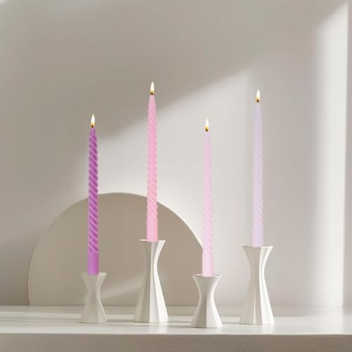 MAITREYA Pink Taper Candles Stick Spiral Twisted Candles-Set of 12 for Decoration Weddings Party Church-Unscented Dripless Candles,10inch(F-babypink) - Image 6